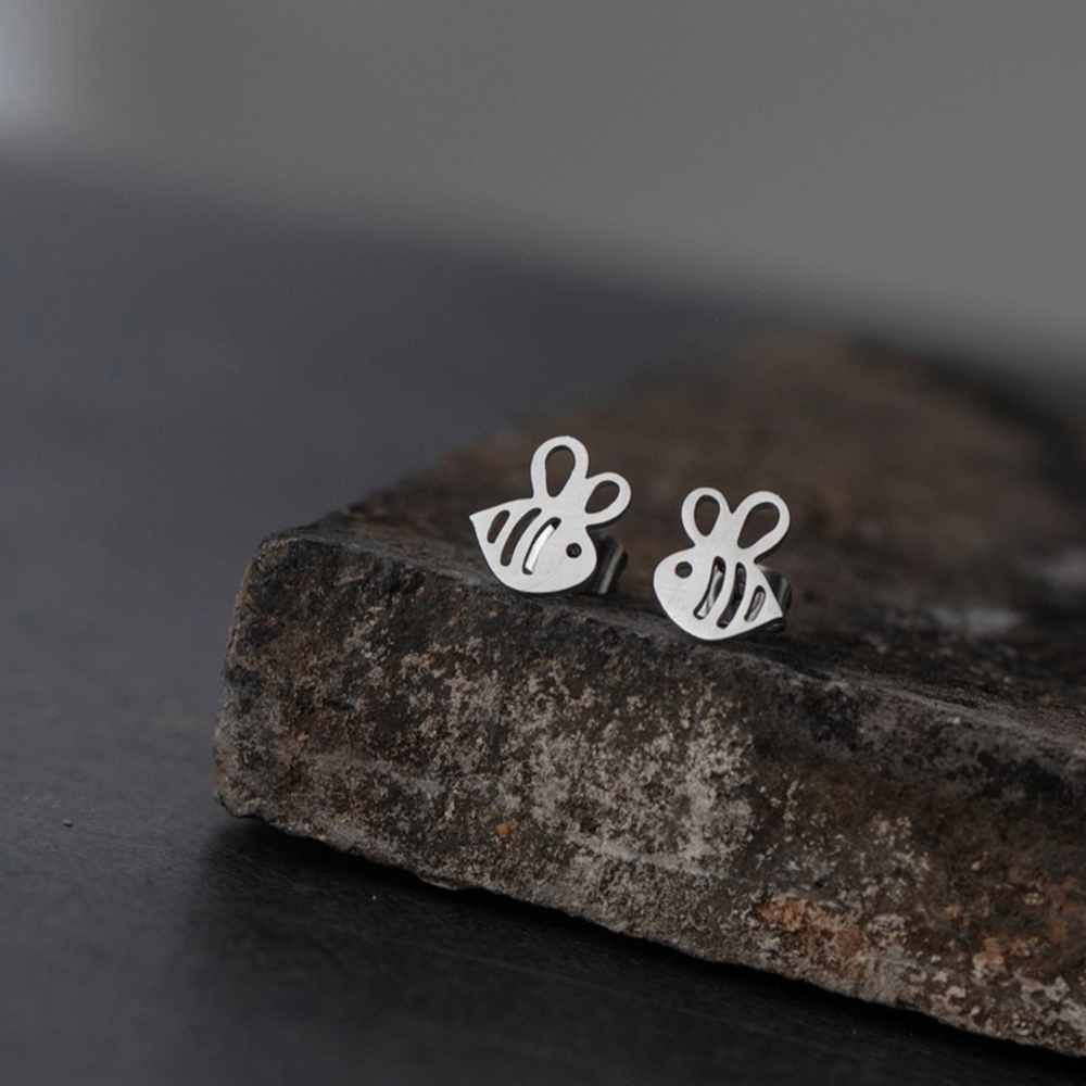 Silver Bee Stud Earrings